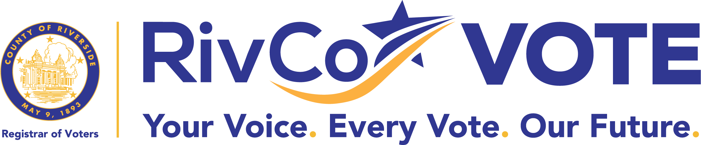 Logo for Riverside County Registrar of Voters, featuring the text 